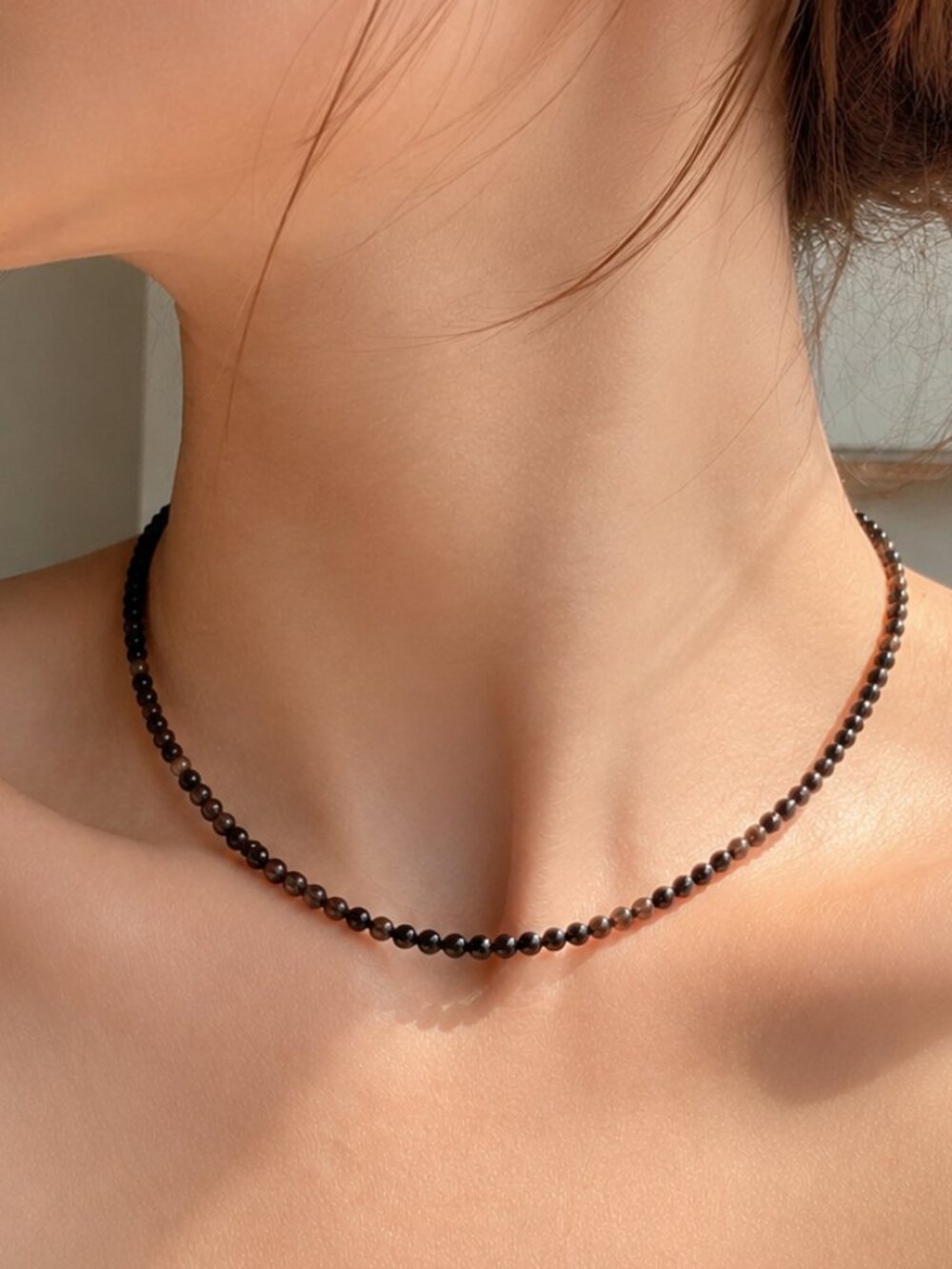 Tiny Banded Agate Necklace | 3mm Natural Gemstone | Unisex